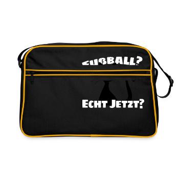 Grummel Katze Anti-Fussball Echt jetzt? Geschenk - Retro Tasche - Schwarz/Gold - Vorne