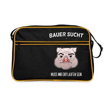 paysan recherche femme sau drôle cadeau agriculteur - Sac Retro - noir/or - Devant