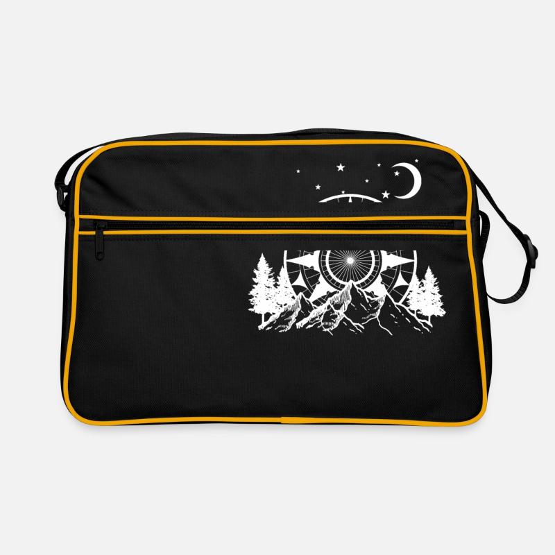 Berge Natur Mandala Camping Wandern Geschenk - Retro Tasche - Schwarz/Gold
