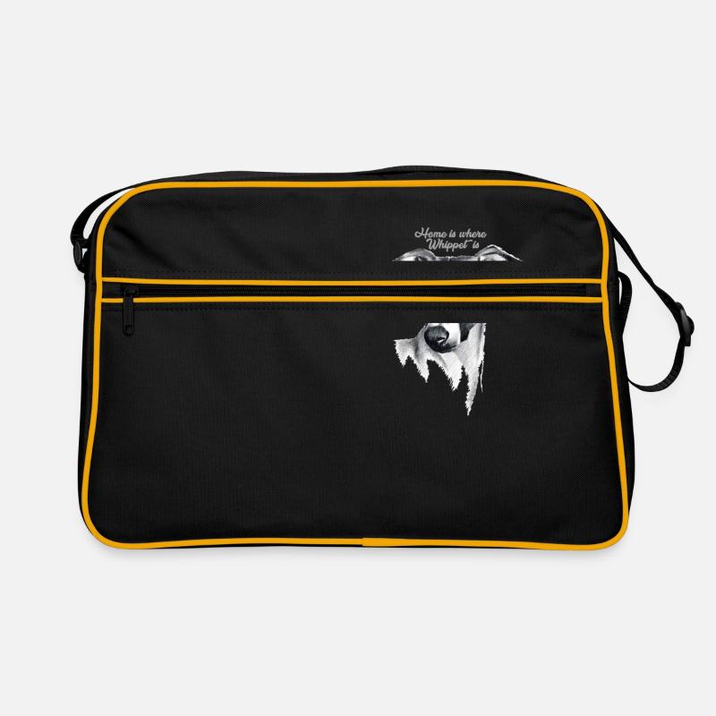 Whippet Hund Haustier cooles Geschenk - Retro Tasche - Schwarz/Gold