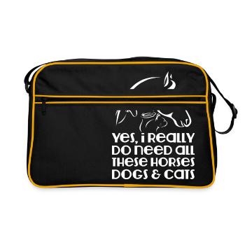 Animaux de compagnie animaux chien chat cheval cadeau - Sac Retro - noir/or - Devant
