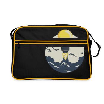 Glühbirne Rakete, für Entrepreneure und Startups - Retro Tasche - Schwarz/Gold - Vorne