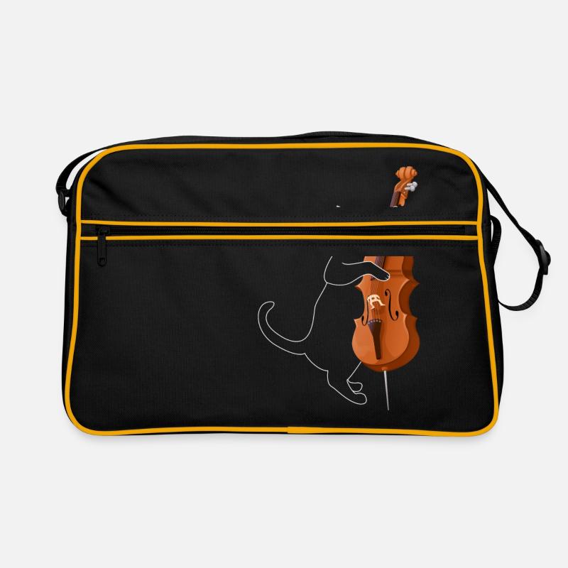 Cadeau d'instrument de contrebasse de chat - Sac Retro - noir/or