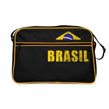 Brésil Football T-Shirt Jersey Fanshirt Ventilateurs - Sac Retro - noir/or - Devant