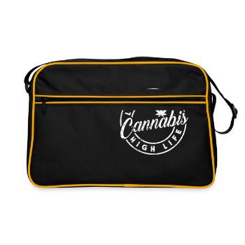 Cannabis High Life Gift Smoking Weed - Retro Bag - black/gold - Front
