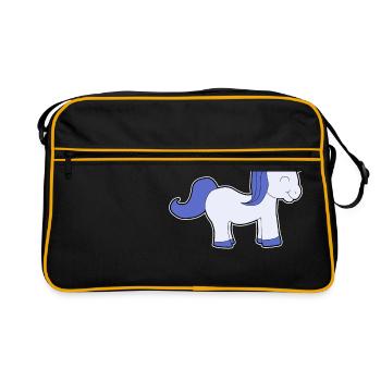 Cheveux bleus licorne bébé enfants fille cadeau - Sac Retro - noir/or - Devant