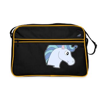 Idée de cadeau majestueux cheveux bleus Licorne - Sac Retro - noir/or - Devant