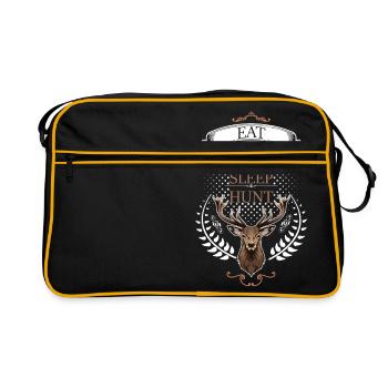 Eat, Sleep, Hunt! - Retro Bag - black/gold - Front