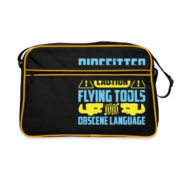 Pipefitter's Caution - Retro Tasche - Schwarz/Gold - Vorne
