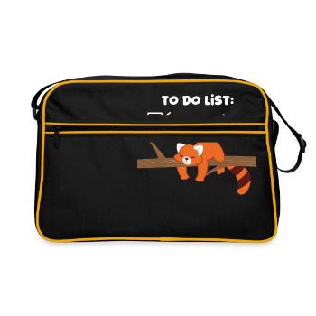 Red Panda - Cat Bear - Lazy - Nonsense - Retro Bag - black/gold - Front