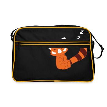 Panda rouge - ours de chat - dormir - moufle du matin - Sac Retro - noir/or - Devant