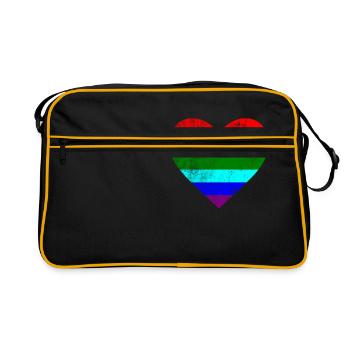 Coeur LGTB Pride gay gay arc-en-ciel - Sac Retro - noir/or - Devant