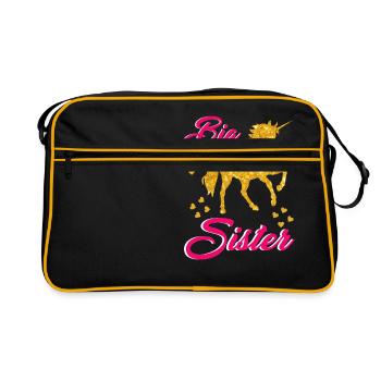 I am a big sister unicorn style - Retro Bag - black/gold - Front