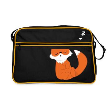 Renard - renarde - Amateurs de renards - dormant - Sac Retro - noir/or - Devant