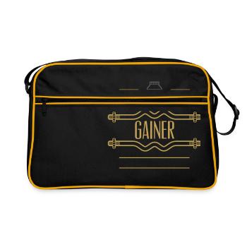 "GAINER" design, fitness and bodybuilding - Retro Bag - black/gold - Front