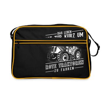 Traktor Shirt · Landwirtschaft · Rote Traktoren - Retro Tasche - Schwarz/Gold - Vorne