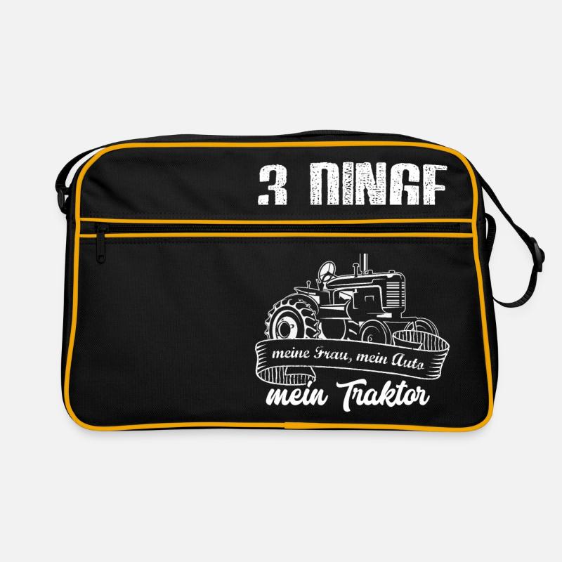 Traktor Shirt · Landwirtschaft · 3 Dinge - Retro Tasche - Schwarz/Gold