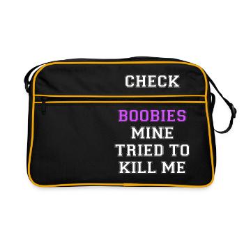 Check your Boobies Breast Cancer Cancer Prevention - Retro Bag - black/gold - Front
