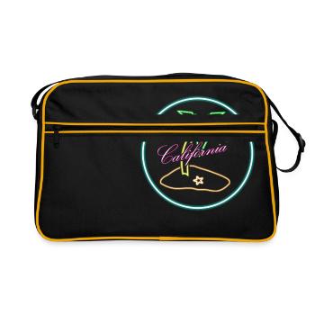 California Palm Tree Bright Neon Glowing Effect - Retro Bag - black/gold - Front