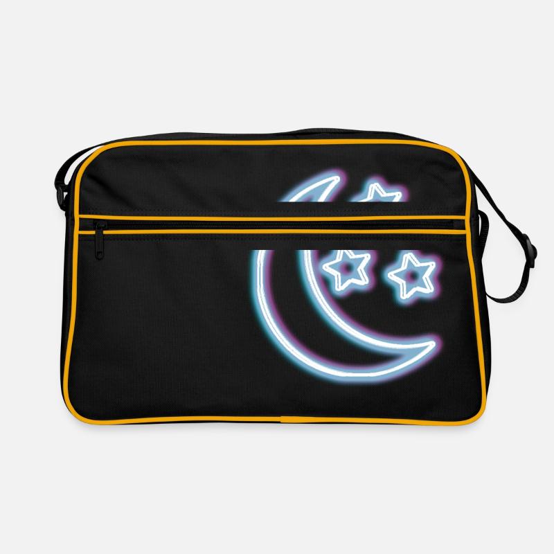 Neon Glow Moon T-Shirt Half Moon Glowing Effect Retro Bag