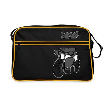 Tapir Riding Tricycle T-Shirt Cute Animal Malayan - Retro Bag - black/gold - Front