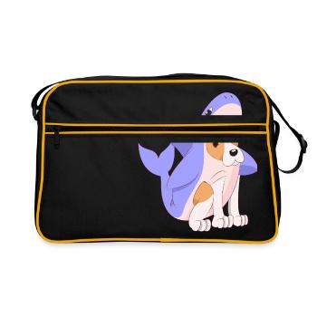 Chien en cadeau de chemise de costume de requin Chiens mignons - Sac Retro - noir/or - Devant