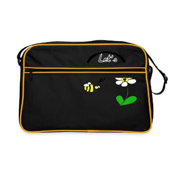 Let's do it! - Bees and flowers - Retro Bag - black/gold - Front