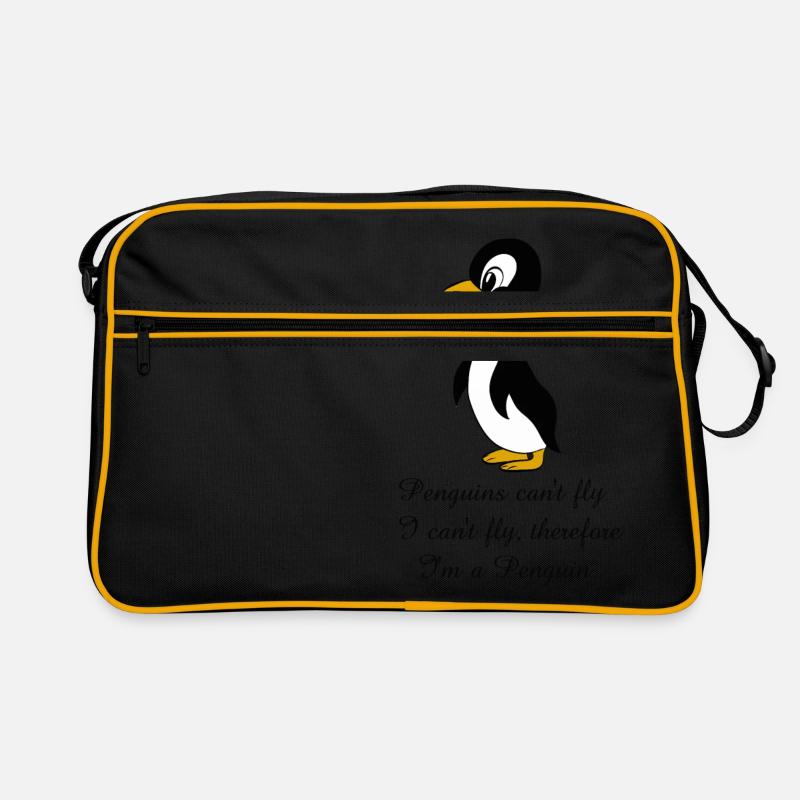 Pinguin Sprüche - Retro Tasche - Schwarz/Gold
