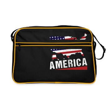 4 juillet Amérique Carte étoiles et rayures - Sac Retro - noir/or - Devant