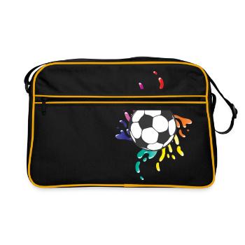 Soccer colorful paint splashes - Retro Bag - black/gold - Front