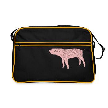 Piglet pig - Retro Bag - black/gold - Front