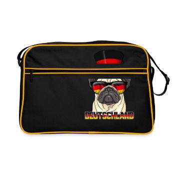 Cool Germany pug with hat and glasses - Retro Bag - black/gold - Front