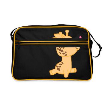 Giraffe - Giraffes - Giraffe fan - Butterfly - Retro Bag - black/gold - Front