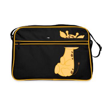 Giraffe - Giraffen - Giraffenfan - Langschläfer - Retro Tasche - Schwarz/Gold - Vorne
