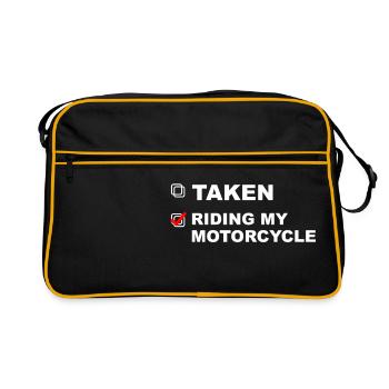 Single, forgive, ride a motorcycle! - Gift - Retro Bag - black/gold - Front