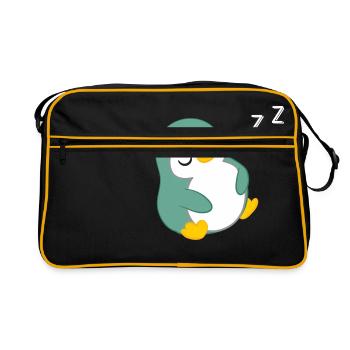 Pinguin - Pinguine - Pinguinmotiv - Schlafen - Retro Tasche - Schwarz/Gold - Vorne