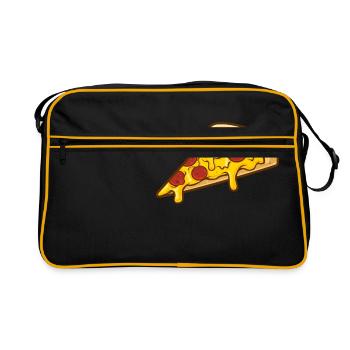 Pizza Slice - Cadeau familial drôle - Sac Retro - noir/or - Devant