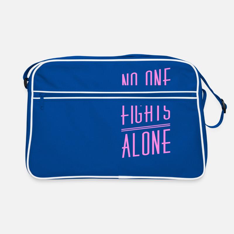 No One Fights Alone -BREASTCANCERCANCER AWARENESS Retro Tasche