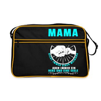 Mama und Sohn Shirt Geschenk Partnerlook - Retro Tasche - Schwarz/Gold - Vorne