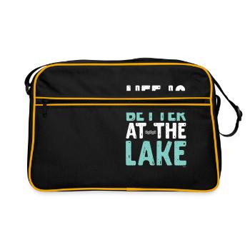 Das Leben ist besser am See - Retro Tasche - Schwarz/Gold - Vorne