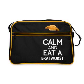 Stay calm and eat a bratwurst first - Retro Bag - black/gold - Front
