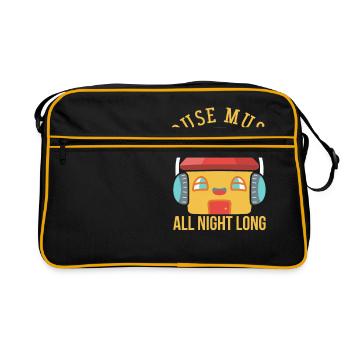 HOUSE MUSIC: House Music All Night Long - Retro Tasche - Schwarz/Gold - Vorne