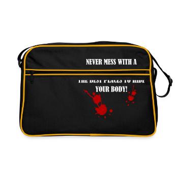 Never mess with a Geocacher - Retro Bag - black/gold - Front