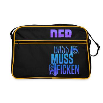 Der Bass muss ficken, Boxen, - Retro Tasche - Schwarz/Gold - Vorne