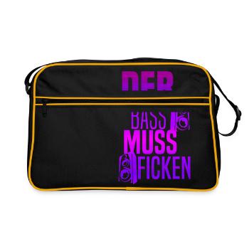 Der Bass muss ficken, Boxen, - Retro Tasche - Schwarz/Gold - Vorne