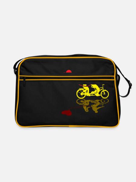 Hochzeitsgeschenk Fahrrad Tandem Geschenk - Retro Tasche - Schwarz/Gold - Vorne