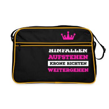 Fall, get up, check Crown, walk on - Retro Bag - black/gold - Front