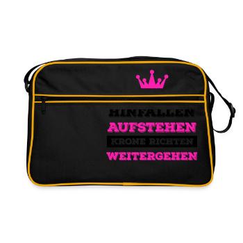 Fall, get up, check Crown, walk on - Retro Bag - black/gold - Front