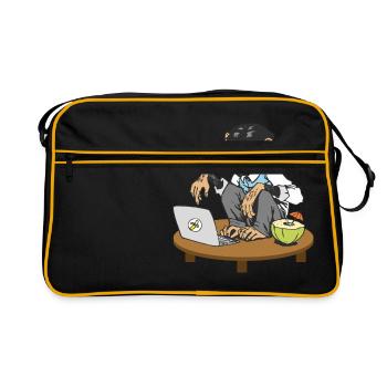 Monkey in front of laptop - Retro Bag - black/gold - Front