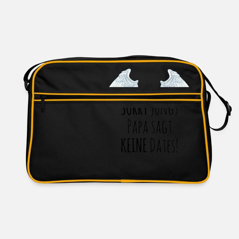 Sorry Jungs Papa sagt keine Dates Geschenk Idee - Retro Tasche - Schwarz/Gold